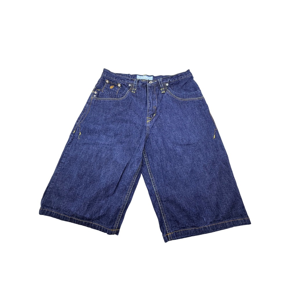 Rocawear Mens Baggy Denim Jorts shorts Y2K Hip Hop Dark Wash Embroidered Size 34